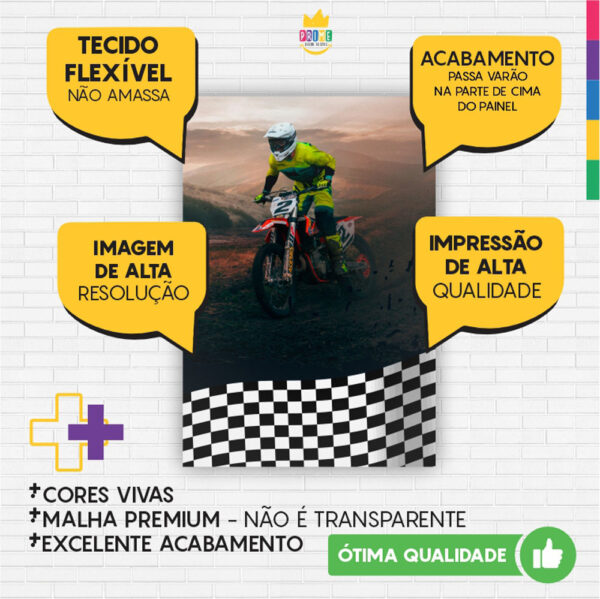 Painel de Festa Retangular 3D Motocross Casadinho 1,50m x 2,20 - Image 3