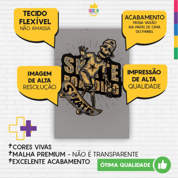 Painel de Festa Retangular 3D Skate Casadinho 1,50m x 2,20 - Image 3