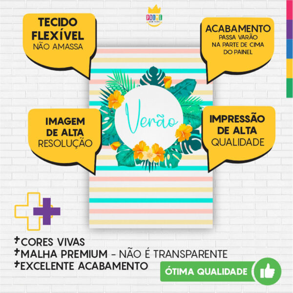 Painel de Festa Retangular 3D Verão Casadinho 1,50m x 2,20 - Image 3