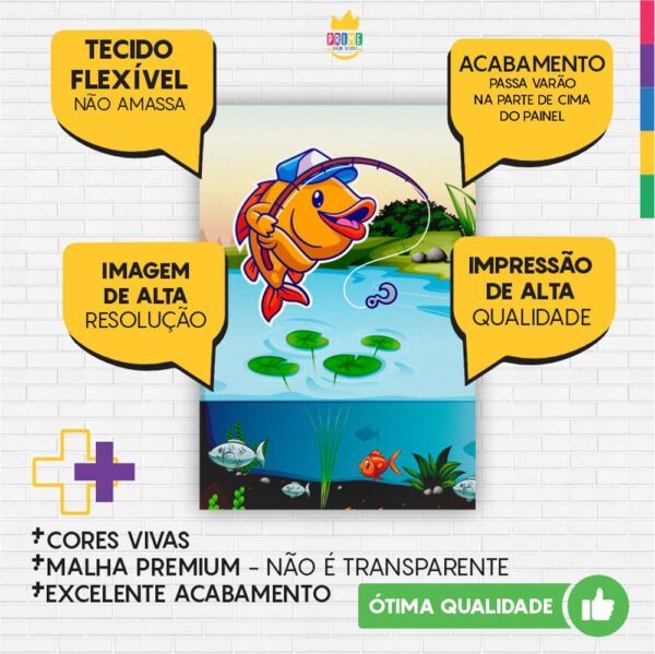 Painel de Festa Retangular 3D Pescaria Casadinho 1,50m x 2,20 - Image 3