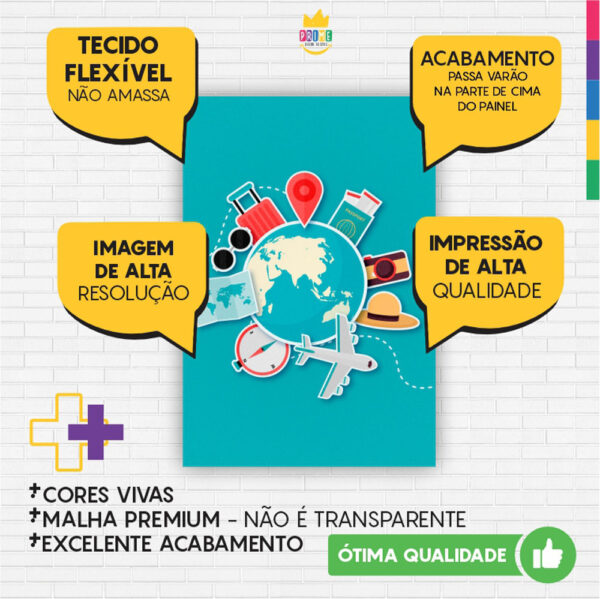 Painel de Festa Retangular 3D Viagem Casadinho 1,50m x 2,20 - Image 3