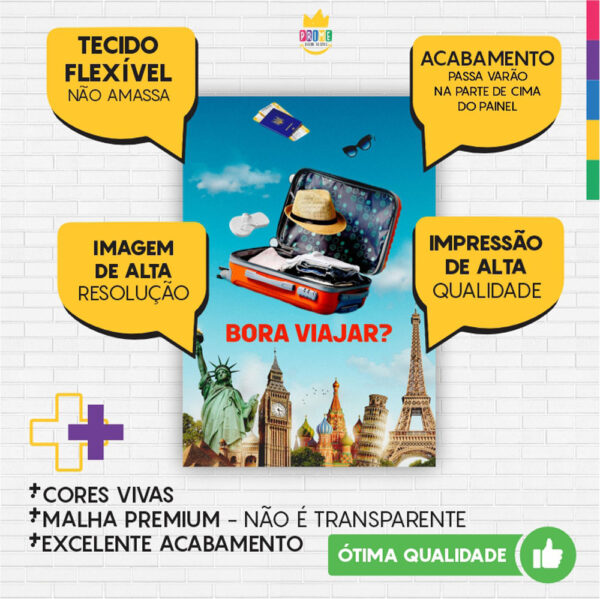 Painel de Festa Retangular 3D Viagem Casadinho 1,50m x 2,20 - Image 3