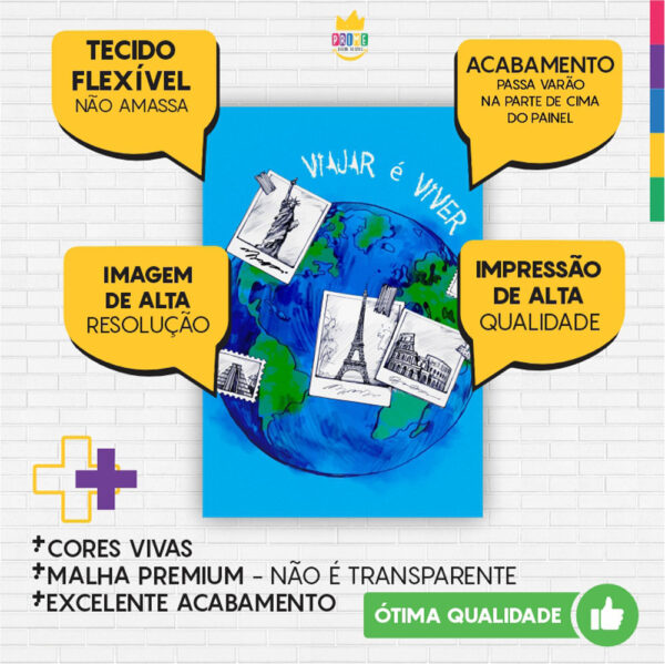 Painel de Festa Retangular 3D Viagem Casadinho 1,50m x 2,20 - Image 3