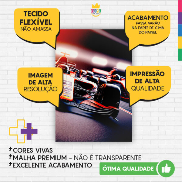 Painel de Festa Retangular 3D Formula 1 Casadinho 1,50m x 2,20 - Image 3