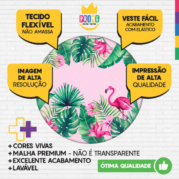 Kit Casado Flamingo Painel Redondo Trio Capas Cilindro Retangular Vertical Em Tecido - Image 3