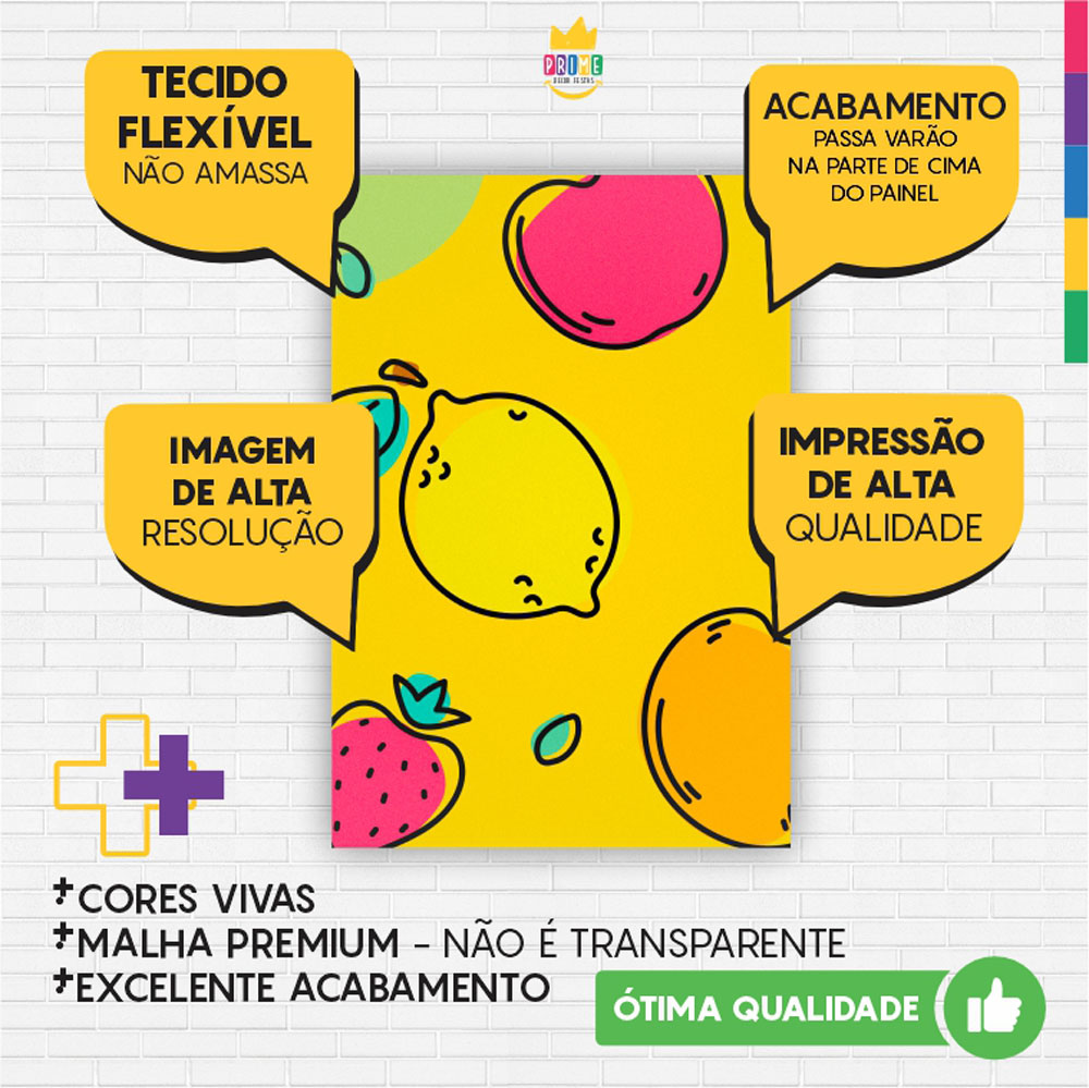 Kit Casado Frutas Painel Redondo Trio Capas Cilindro Retangular Vertical Em Tecido - Imagem 5