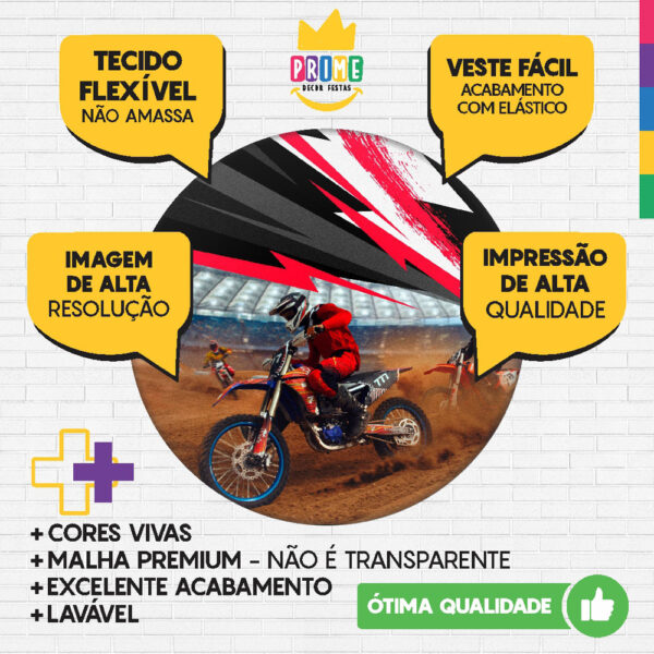 Kit Casado Motocross Painel Redondo Trio Capas Cilindro Retangular Vertical Em Tecido - Image 3