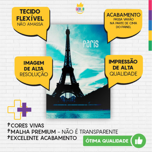 Kit Casado Paris Painel Redondo Trio Capas Cilindro Retangular Vertical Em Tecido - Image 5