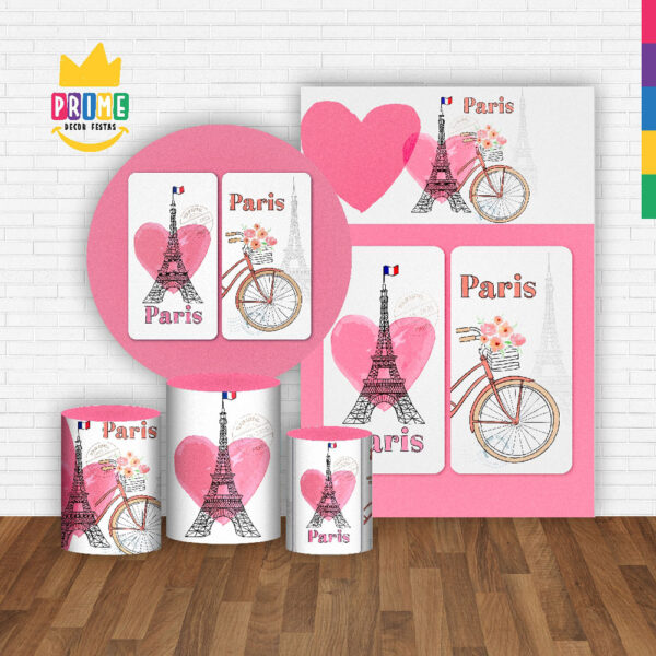 Kit Casado Paris Painel Redondo Trio Capas Cilindro Retangular Vertical Em Tecido - Image 2