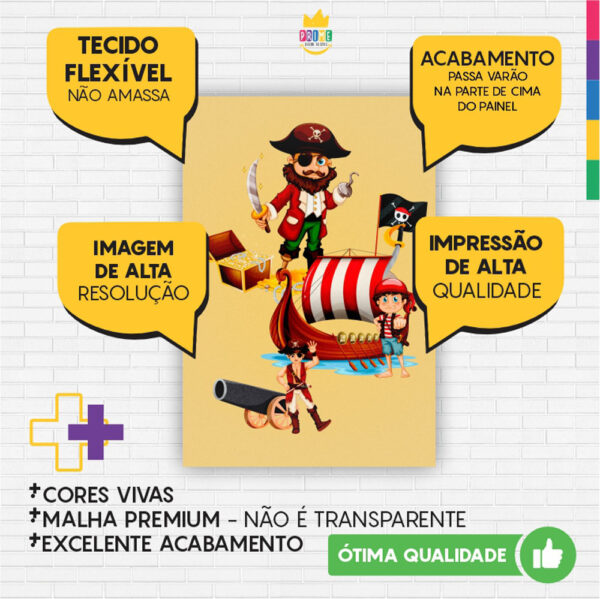 Kit Casado Pirata Painel Redondo Trio Capas Cilindro Retangular Vertical Em Tecido - Image 5