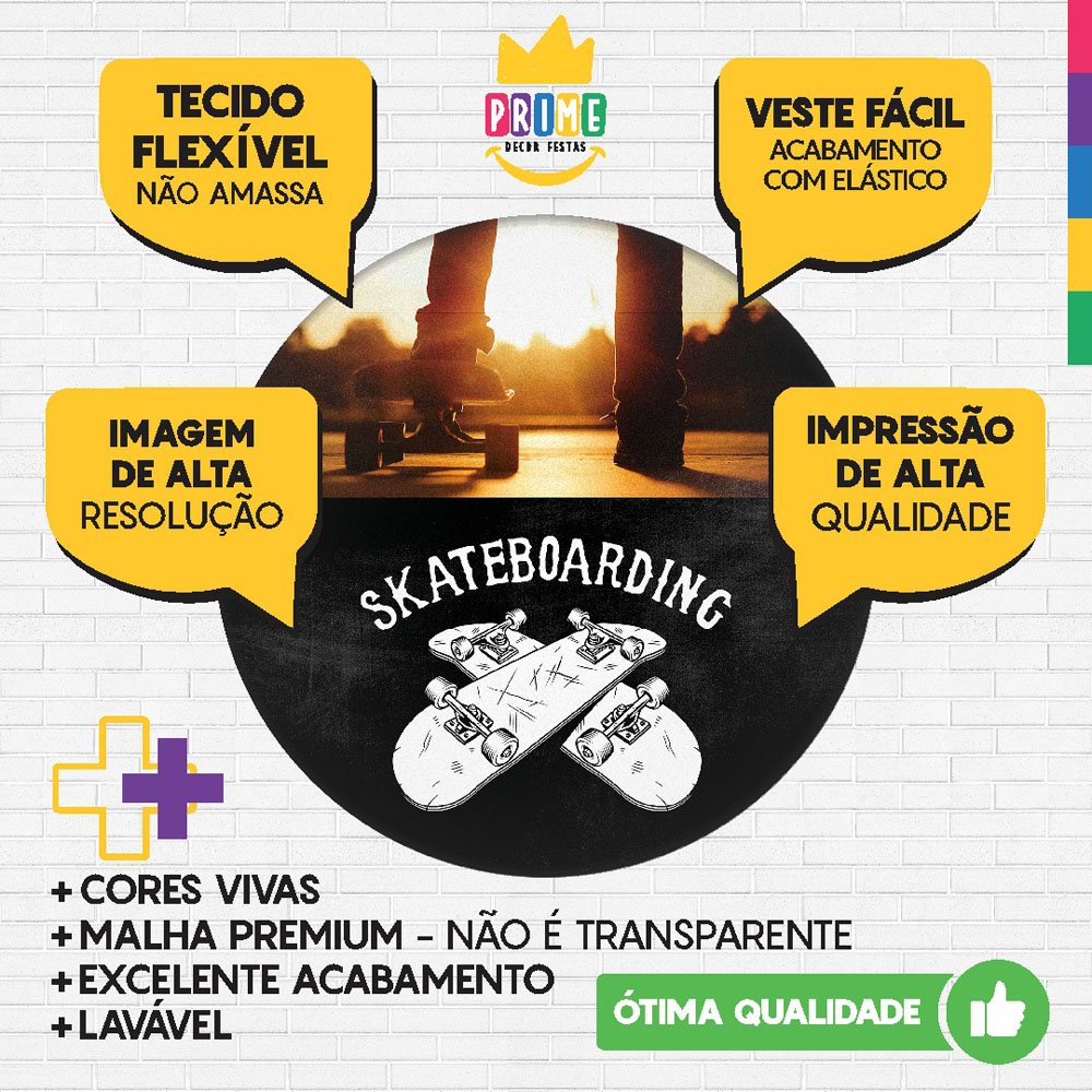 Kit Casado Skate Painel Redondo Trio Capas Cilindro Retangular Vertical Em Tecido - Imagem 3