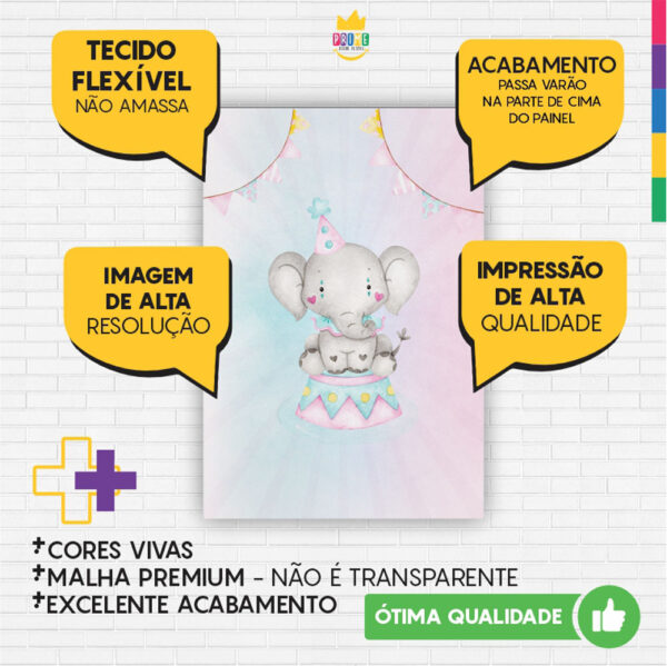 Kit Casado Circo Rosa Painel Redondo Trio Capas Cilindro Retangular Vertical Em Tecido - Image 5
