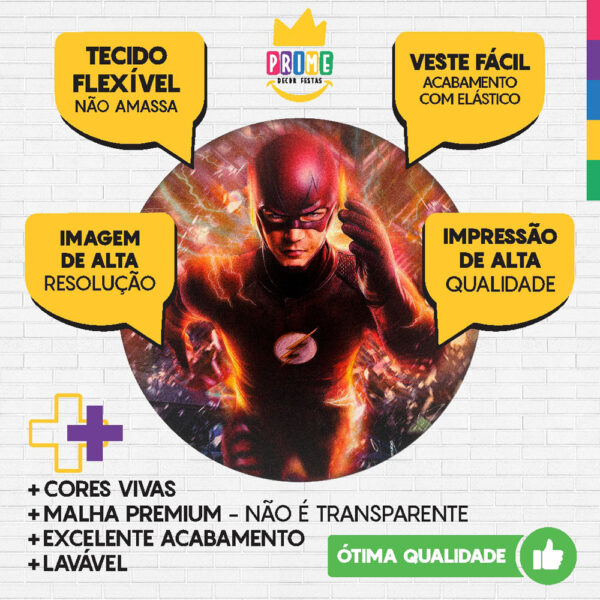 Kit Casado The Flash Painel Redondo Trio Capas Cilindro Retangular Vertical Em Tecido - Image 3