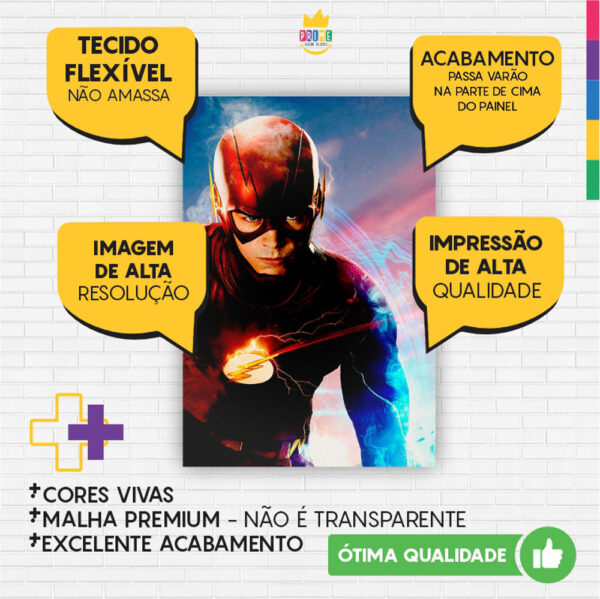 Kit Casado The Flash Painel Redondo Trio Capas Cilindro Retangular Vertical Em Tecido - Image 5