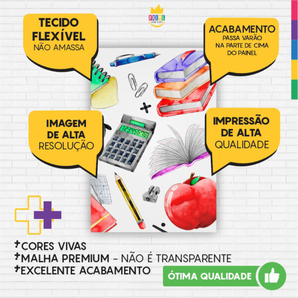 Kit Casado Dia dos Professores  Painel Redondo Trio Capas Cilindro Retangular Vertical Em Tecido - Image 5