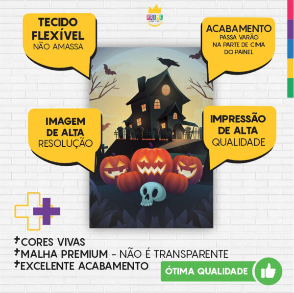 Kit Casado Halloween Painel Redondo Trio Capas Cilindro Retangular Vertical Em Tecido - Image 6