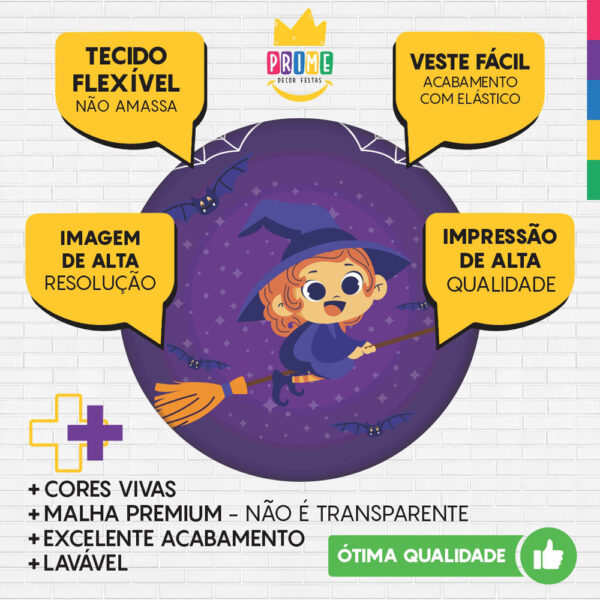 Kit Casado Halloween Painel Redondo Trio Capas Cilindro Retangular Vertical Em Tecido - Image 3