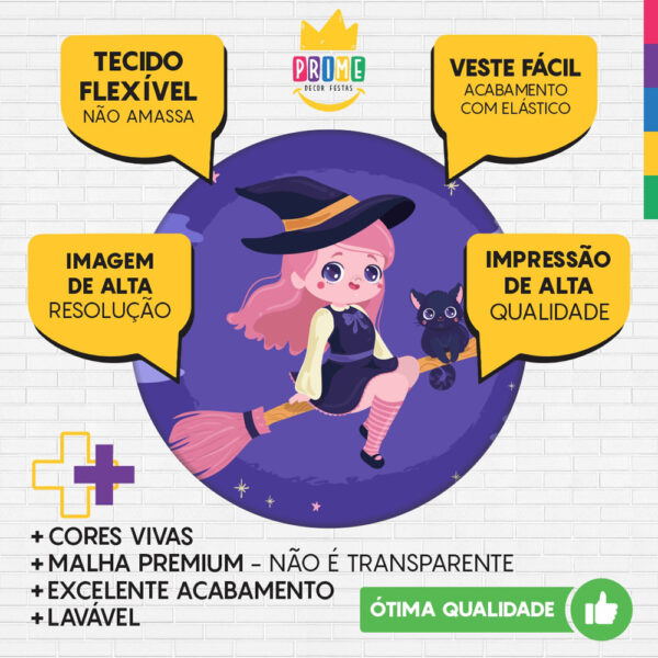 Kit Casado Halloween Painel Redondo Trio Capas Cilindro Retangular Vertical Em Tecido - Image 3