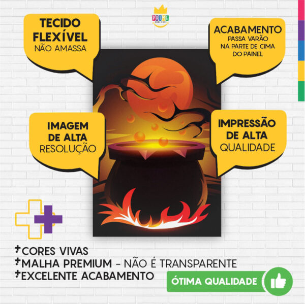 Kit Casado Halloween Painel Redondo Trio Capas Cilindro Retangular Vertical Em Tecido - Image 5