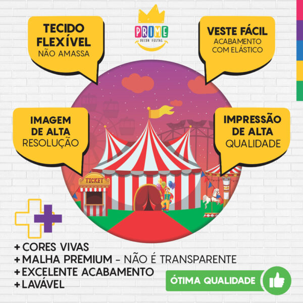 Kit Casado Circo Painel Redondo Trio Capas Cilindro Retangular Vertical Em Tecido - Image 3