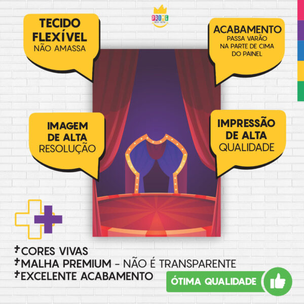 Kit Casado Circo Painel Redondo Trio Capas Cilindro Retangular Vertical Em Tecido - Image 6