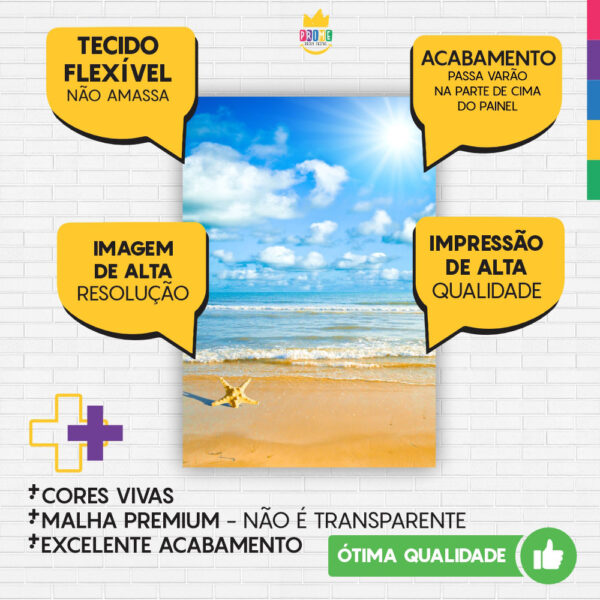 Kit Casado Praia Verão  Painel Redondo Trio Capas Cilindro Retangular Vertical Em Tecido - Image 6