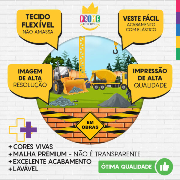 Kit Casado Construção Painel Redondo Trio Capas Cilindro Retangular Vertical Em Tecido - Image 3