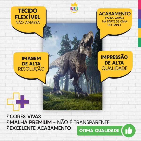 Kit Casado Jurassic World Painel Redondo Trio Capas Cilindro Retangular Vertical Em Tecido - Image 6