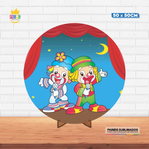 Painel Redondo 3D Patati e Patata Tecido 50cm X 50cm Com Suporte MDF