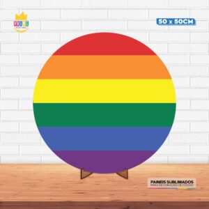 Painel Redondo 3D Lgbt Tecido 50cm X 50cm Com Suporte MDF
