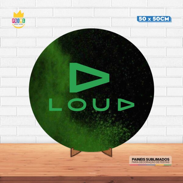 Painel Redondo 3D Loud Tecido 50cm X 50cm Com Suporte MDF