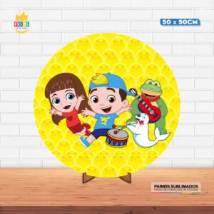 Painel Redondo 3D Luccas Neto Tecido 50cm X 50cm Com Suporte MDF