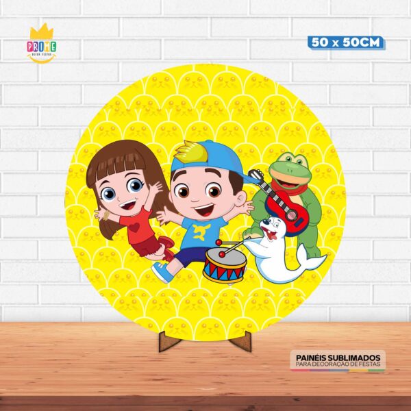 Painel Redondo 3D Luccas Neto Tecido 50cm X 50cm Com Suporte MDF