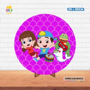 Painel Redondo 3D Luccas Neto Tecido 50cm X 50cm Com Suporte MDF
