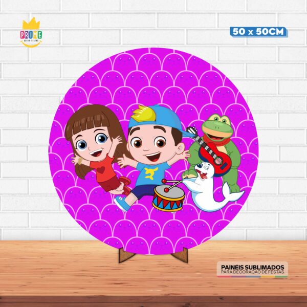 Painel Redondo 3D Luccas Neto Tecido 50cm X 50cm Com Suporte MDF