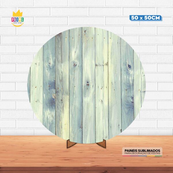 Painel Redondo 3D Madeira Tecido 50cm X 50cm Com Suporte MDF