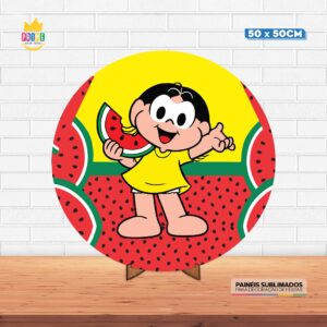 Painel Redondo 3D Magali Tecido 50cm X 50cm Com Suporte MDF