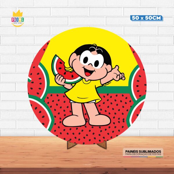 Painel Redondo 3D Magali Tecido 50cm X 50cm Com Suporte MDF