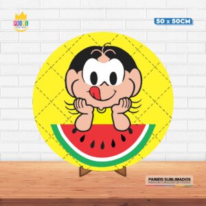 Painel Redondo 3D Magali Tecido 50cm X 50cm Com Suporte MDF