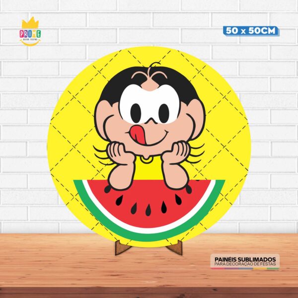 Painel Redondo 3D Magali Tecido 50cm X 50cm Com Suporte MDF