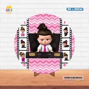 Painel Redondo 3D Poderosa Chefinha Tecido 50cm X 50cm Com Suporte MDF