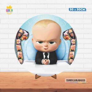 Painel Redondo 3D Poderoso Chefinho Tecido 50cm X 50cm Com Suporte MDF