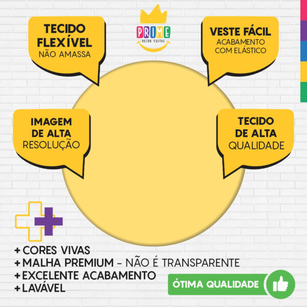 Trio Capa Cilindro + Painel Redondo 3D Amarelo Bebe 1,50m Veste Fácil - Image 3