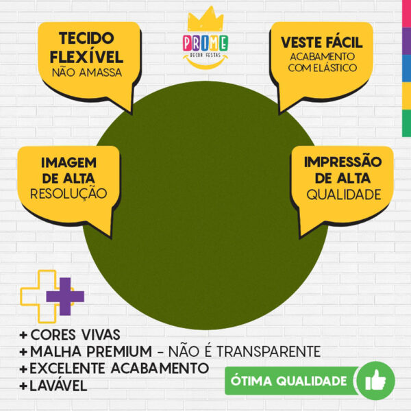 Trio Capa Cilindro + Painel Redondo 3D Verde Cana 1,50m Veste Fácil - Image 3