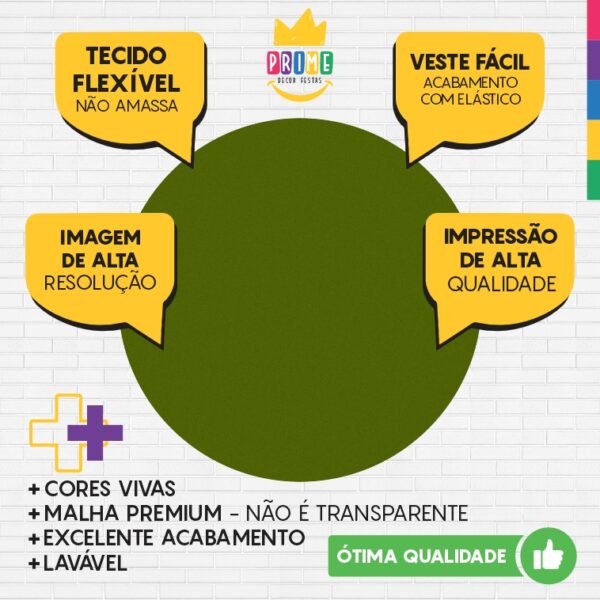 Painel Redondo 3D Verde Cana Cor Lisa  Tecido Sublimado 1,50m x 1,50m - Image 3