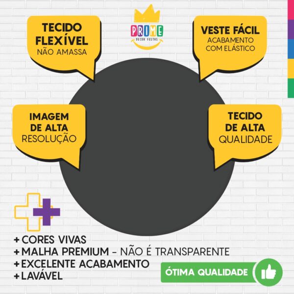 Painel Redondo 3D Cinza Chumbo Cor Lisa Tecido Sublimado 1,50m x 1,50m - Image 3