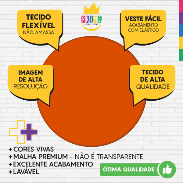 Trio Capa Cilindro + Painel Redondo 3D Laranja 1,50m Veste Fácil - Image 3
