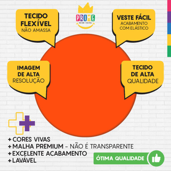 Trio Capa Cilindro + Painel Redondo 3D Laranja Fluorescente 1,50m Veste Fácil - Image 3