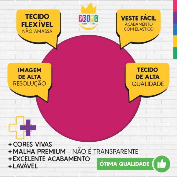 Painel Redondo 3D Rosa Pink Cor Lisa Tecido Sublimado 1,50m x 1,50m - Image 3