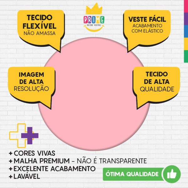 Trio Capa Cilindro + Painel Redondo 3D Rosa Bebe 1,50m Veste Fácil - Image 3